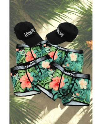 Pack 4 Boxer LM2402-67ARO LOOKME + 2 Casquettes Offertes